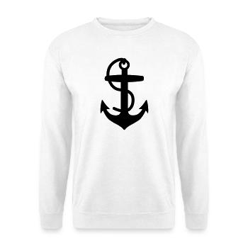 Anchor for boat or ship with rope sailor - Unisex Sweatshirt - white - Front
