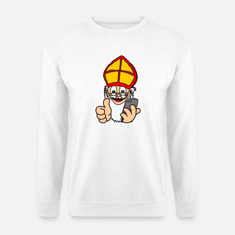 Sinterklaas mit Smartphone - Unisex Pullover - Weiß