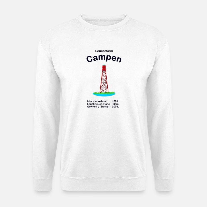 Leuchtturm Campen an der Nordsee Zeichnung - Unisex Pullover - Weiß