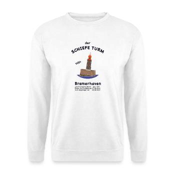 Der schiefe Turm Bremerhaven, Leuchtturm Zeichnung - Unisex Pullover - Weiß - Vorne