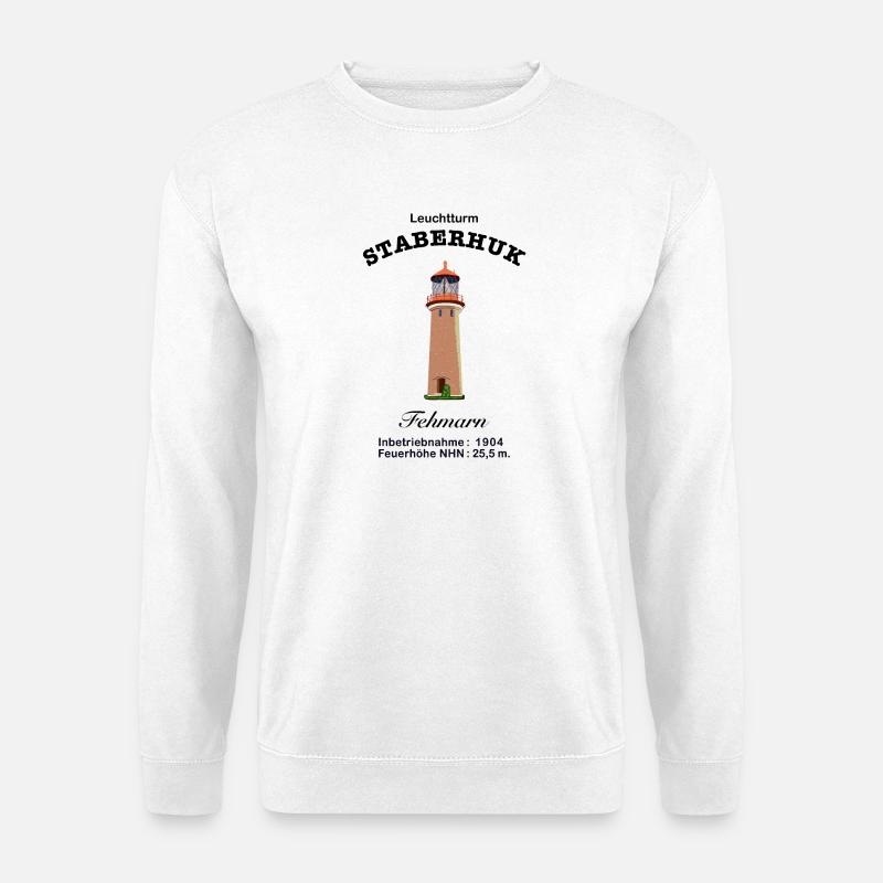 Insel Fehmarn, Leuchtturm Staberhuk, Wahrzeichen - Unisex Pullover - Weiß
