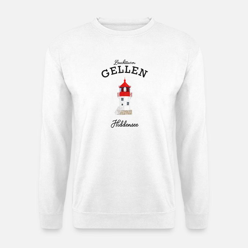 Hiddensee, Leuchtturm Gellen, Poster - Unisex Pullover - Weiß