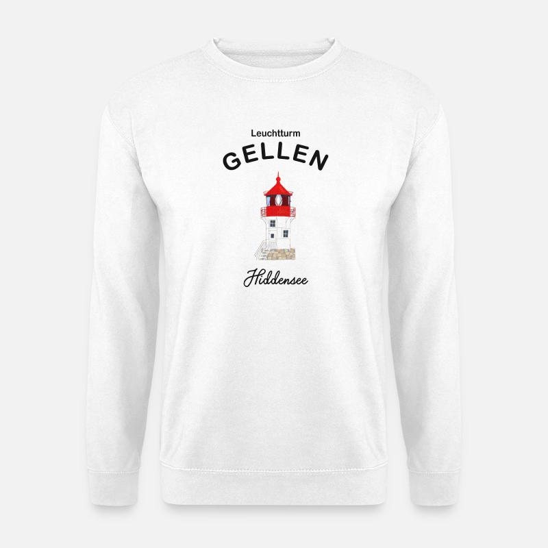 Hiddensee, Leuchtturm Gellen, Deutsche Ostsee - Unisex Pullover - Weiß