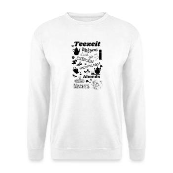 Teezeit ist zu jeder Tageszeit Tee trinken Sprüche - Unisex Pullover - Weiß - Vorne