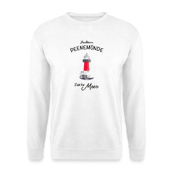 Leuchtturm Peenemünde, Ostsee, Meer, Handzeichnung - Unisex Pullover - Weiß - Vorne