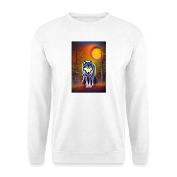 Wolf und Mond - Unisex Pullover - Weiß - Vorne