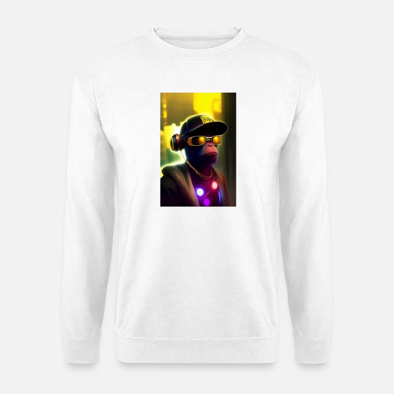 Cooler Affe mit Sonnenbrille - Unisex Pullover - Weiß