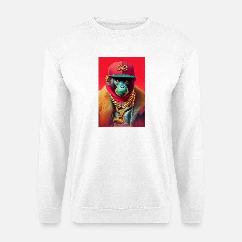 Cool monkey with gold chain - Unisex Sweatshirt - white