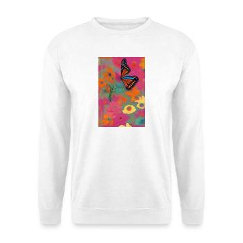 Blumen und Schmetterling - Unisex Pullover - Weiß - Vorne