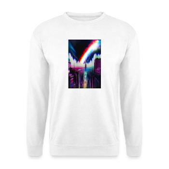 Futuristische Regenbogen Stadt Kunst - Unisex Pullover - Weiß - Vorne