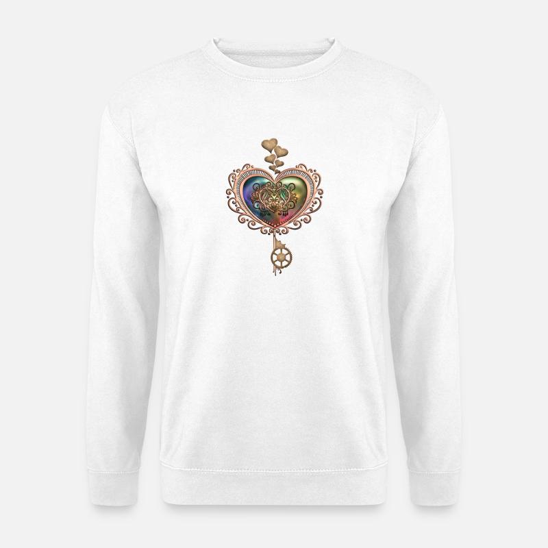 Romantisches Steampunk-Herz - Unisex Pullover - Weiß
