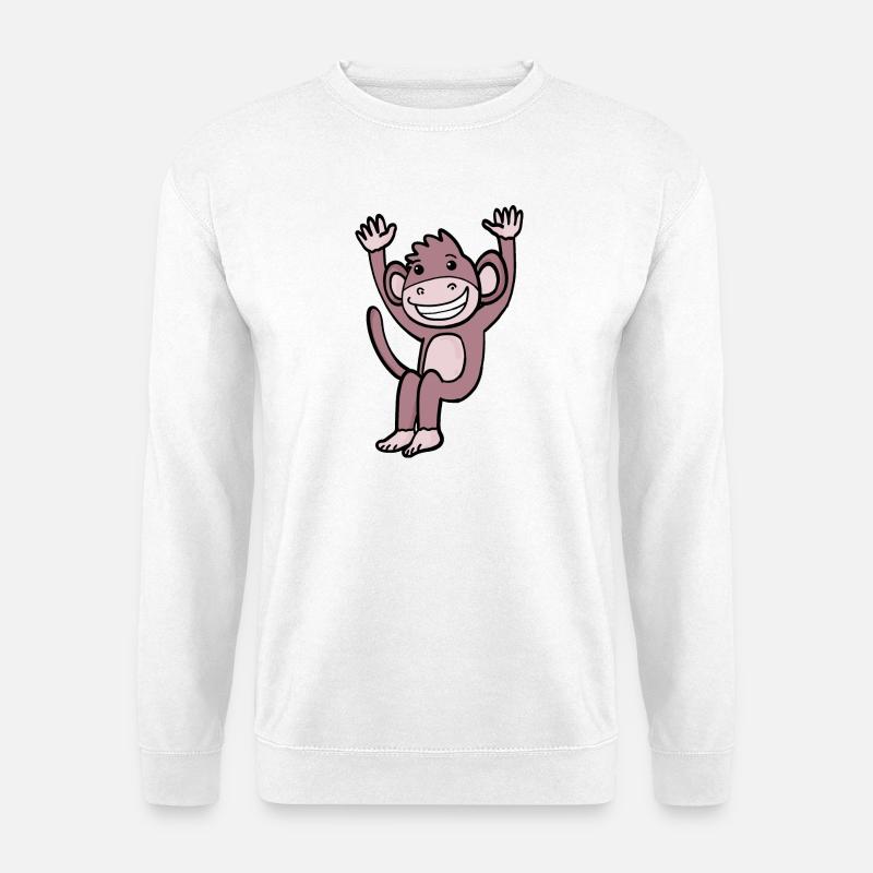 Cute laughing monkey - Unisex Sweatshirt - white
