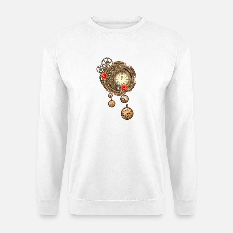 Wunderbare Steampunk-Uhr - Unisex Pullover - Weiß