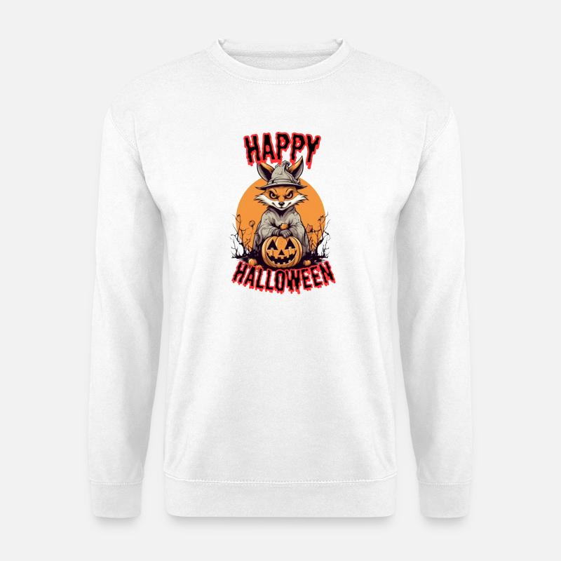 Süßer Fuchs mit Hexenkostüm Halloween - Unisex Pullover - Weiß
