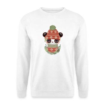 cute panda with sweater, bobble hat & wreath - Unisex Sweatshirt - white - Front