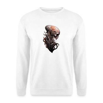 Alien Schädel Wirbelsäule Dark Fantasy Shirt - Unisex Pullover - Weiß - Vorne