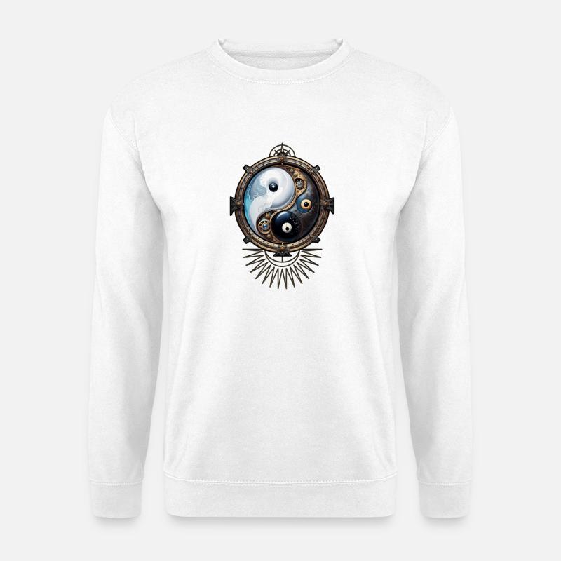 Elegantes Yin-Yang-Zeichen im Steampunk-Stil. - Unisex Pullover - Weiß