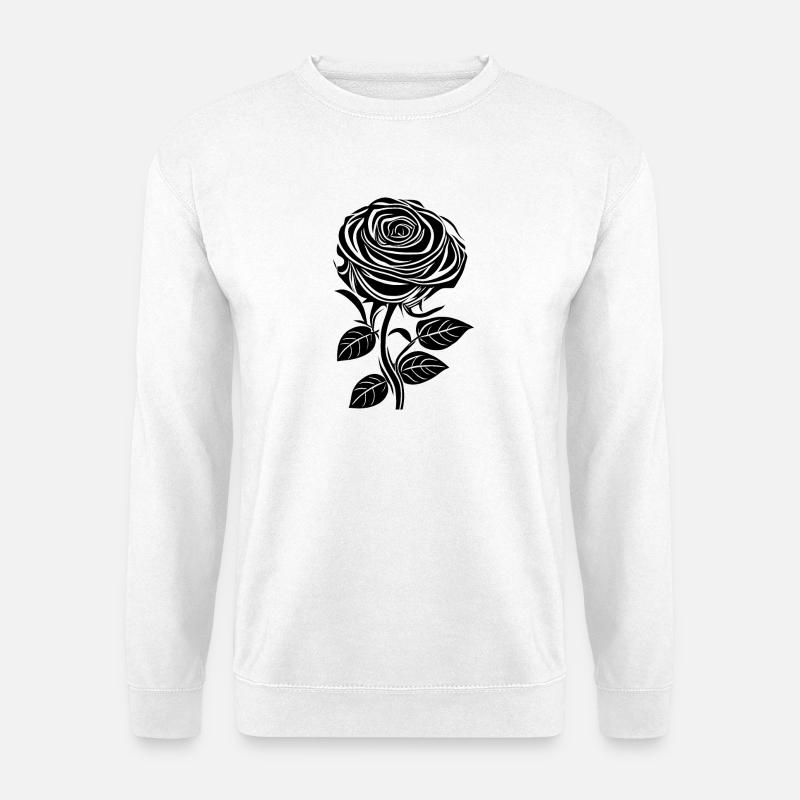 Romantische Rose in schwarz - Unisex Pullover - Weiß