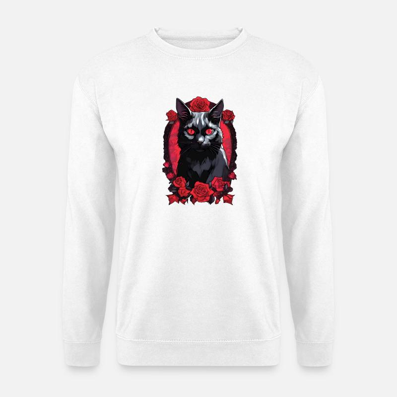 Gothic Black Cat Portrait - Unisex Sweatshirt - white