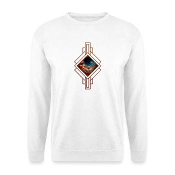 Petite fée assise sur une lune rouge dorée. - Sweat-shirt Unisexe - blanc - Devant