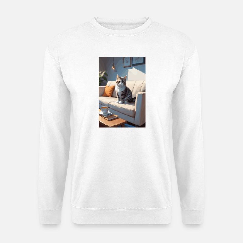 Cat on sofa - Unisex Sweatshirt - white
