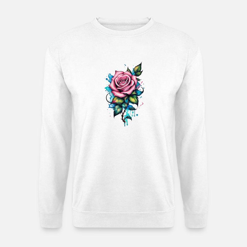 Tattoo Rose - Unisex Pullover - Weiß