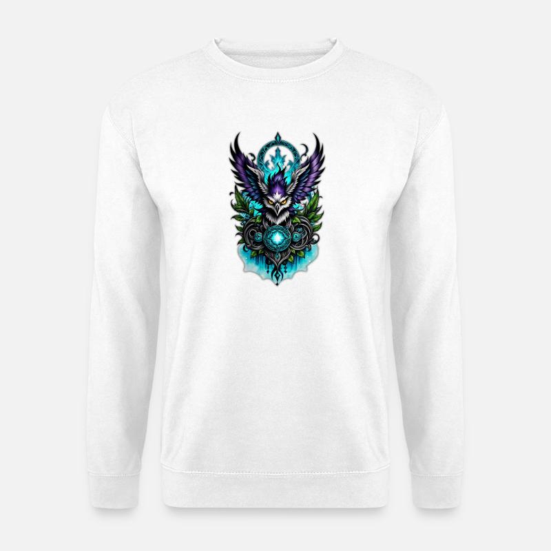 Eule mit magischen Elementen. - Unisex Pullover - Weiß