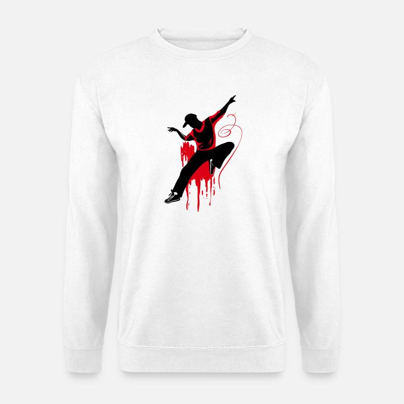 Breakdancer Dancer Silhouette in Red Black - Unisex Sweatshirt - white
