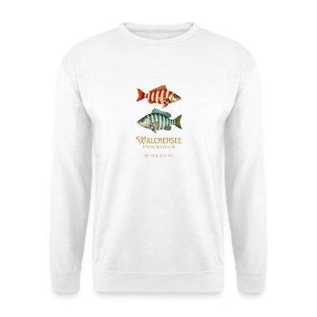 Walchensee Deutschland nautisch gestreifte fische - Unisex Pullover - Weiß - Vorne