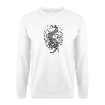 Schlange mit Pfingstrosen zum selber Ausmalen - Unisex Pullover - Weiß - Vorne