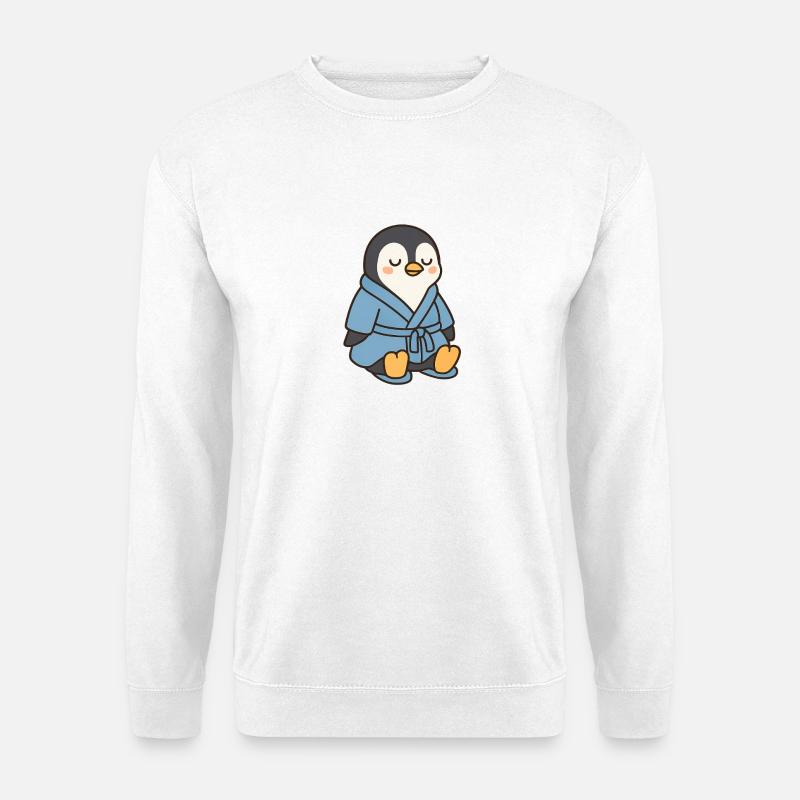 Pinguin im Bademantel - Unisex Pullover - Weiß