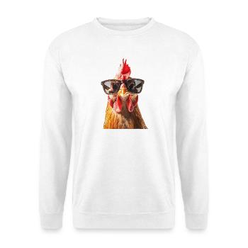 Stilvolles Huhn mit Sonnenbrille - Unisex Pullover - Weiß - Vorne