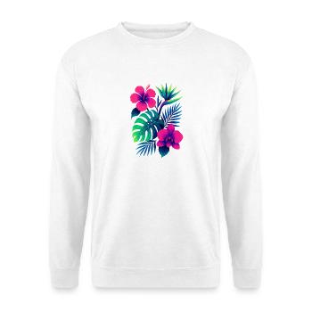 Tropische Blumenpracht – Exotische Hibiskus & Mons - Unisex Pullover - Weiß - Vorne