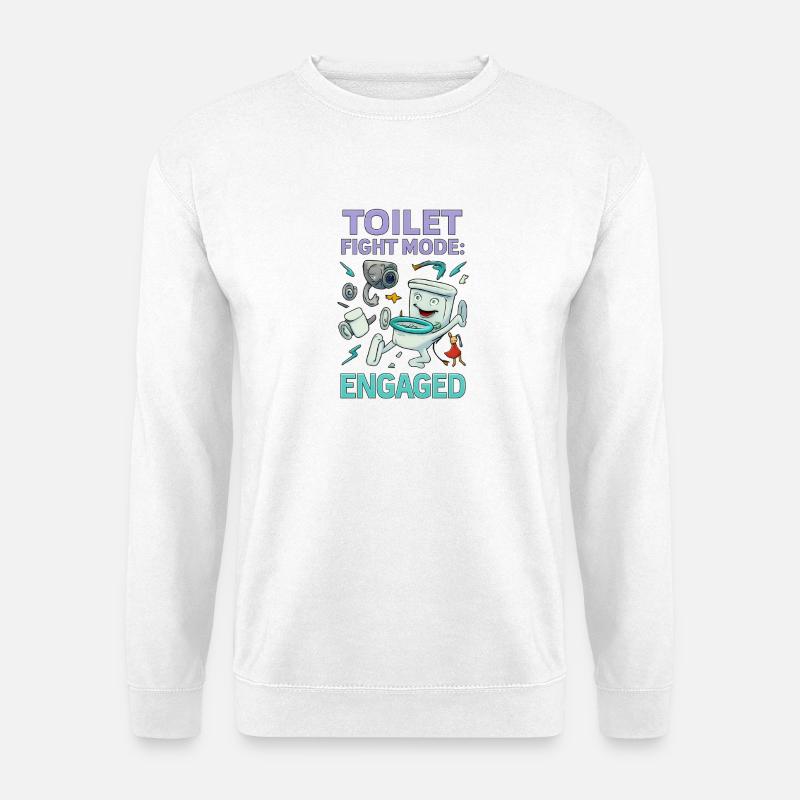 Toilet Fight Mode – Absurd Brainrot Design - Unisex Sweatshirt - white