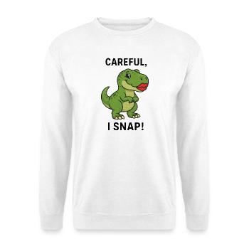 Dino T-Rex Vorsicht Ich Knipse Lippenstift - Unisex Pullover - Weiß - Vorne