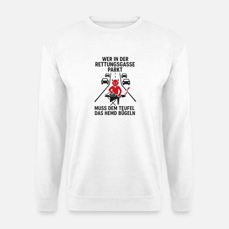Teufel in der Rettungsgasse: Parken - Unisex Pullover - Weiß