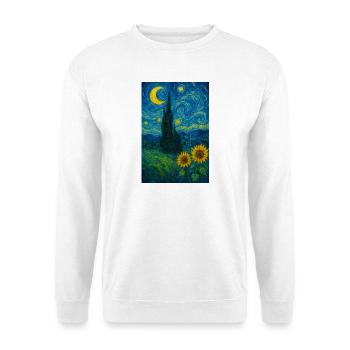 Nuit étoilée avec des tournesols - Sweat-shirt Unisexe - blanc - Devant