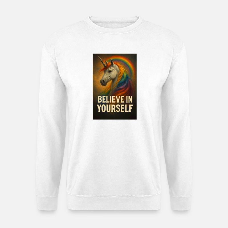 Glaub an dich selbst Einhorn Regenbogen - Unisex Pullover - Weiß