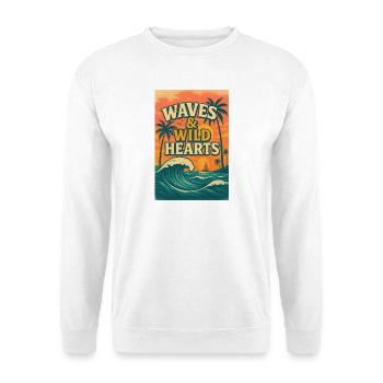 Waves & Wild Hearts - Unisex Pullover - Weiß - Vorne