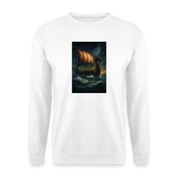 Wikinger-Schiff im Sturm - Unisex Pullover - Weiß - Vorne