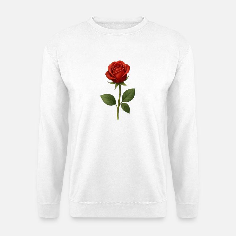 Rote Rose Kunstmotiv Druck - Unisex Pullover - Weiß