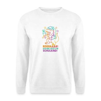 Dino Einschulung | Rooaaar! Ich bin ein Schulkind - Unisex Pullover - Weiß - Vorne