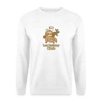 Low Battery Club Sloth - Unisex Pullover - Weiß - Vorne