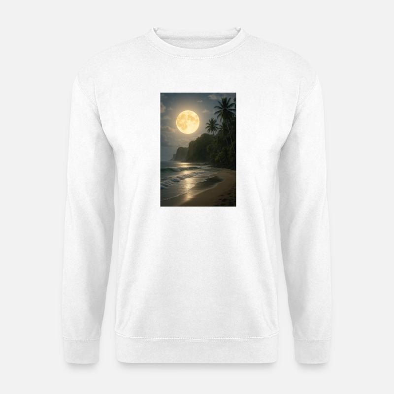 Moonlight over tropical beach - Unisex Sweatshirt - white