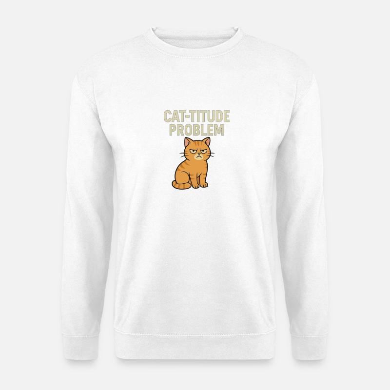 Catitude probleem Grumpy Kat Meme - Unisex Sweatshirt - white