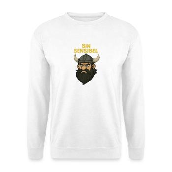Bin sensibel...witziger Wikinger - Unisex Pullover - Weiß - Vorne