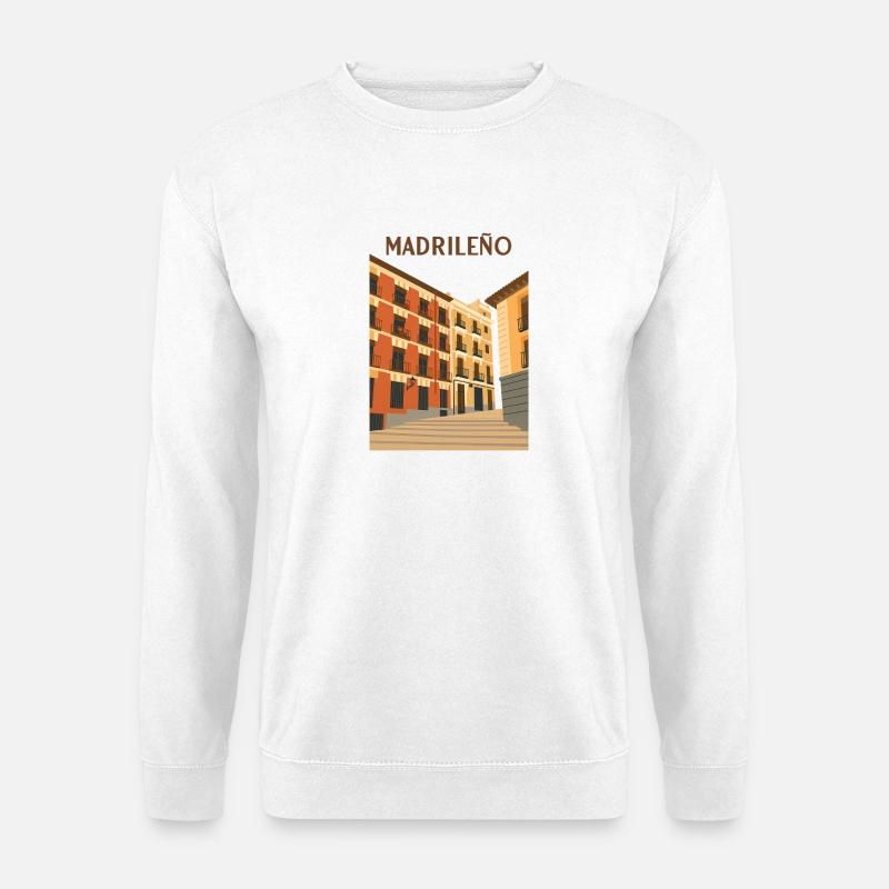 Bunte Fassaden von Madrid - Unisex Pullover - Weiß