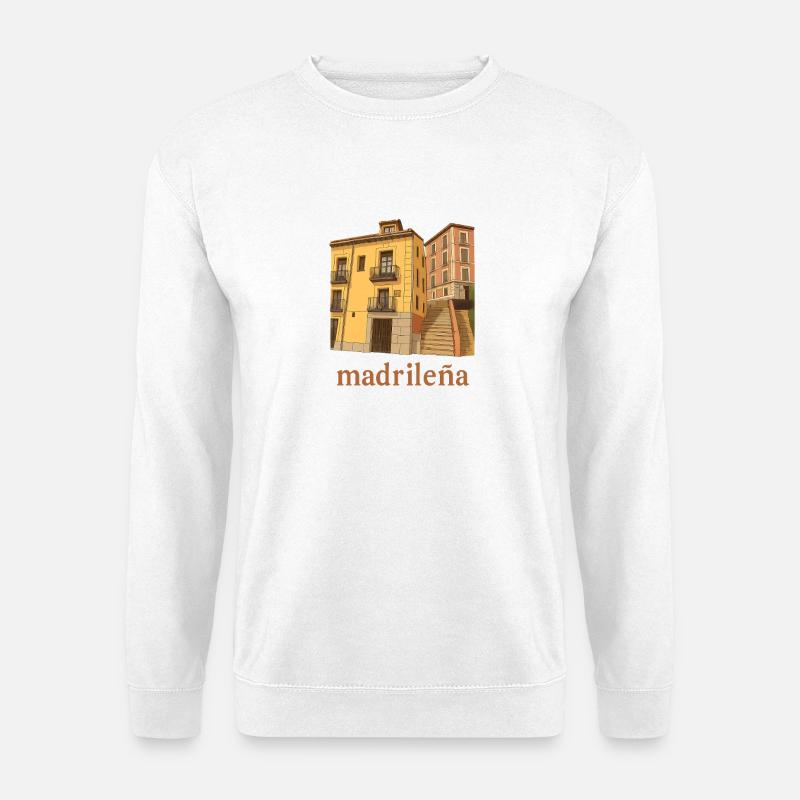 Fassaden in Madrid - Unisex Pullover - Weiß