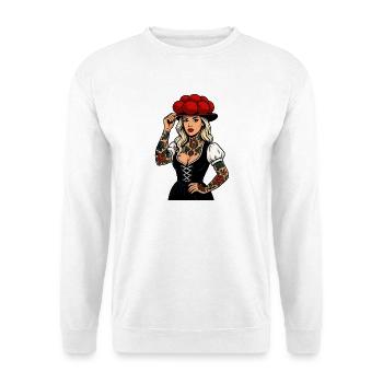 Black Forest Tattoo Girl – Bollenhut Beauty - Unisex Sweatshirt - white - Front