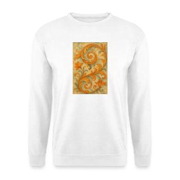 Gelbes Barock-Ornamentmotiv - Unisex Pullover - Weiß - Vorne - Alina (178cm) & Michal (187cm)